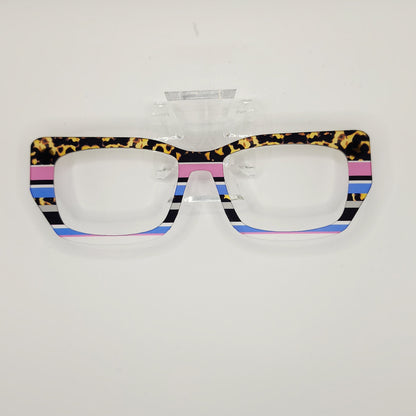 TORT STRIPES PINK BLUE 2 CLEAR #3102