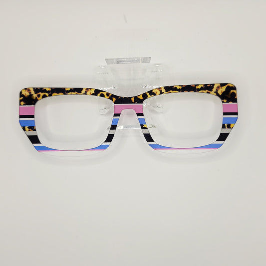 TORT STRIPES PINK BLUE 2 CLEAR #3102