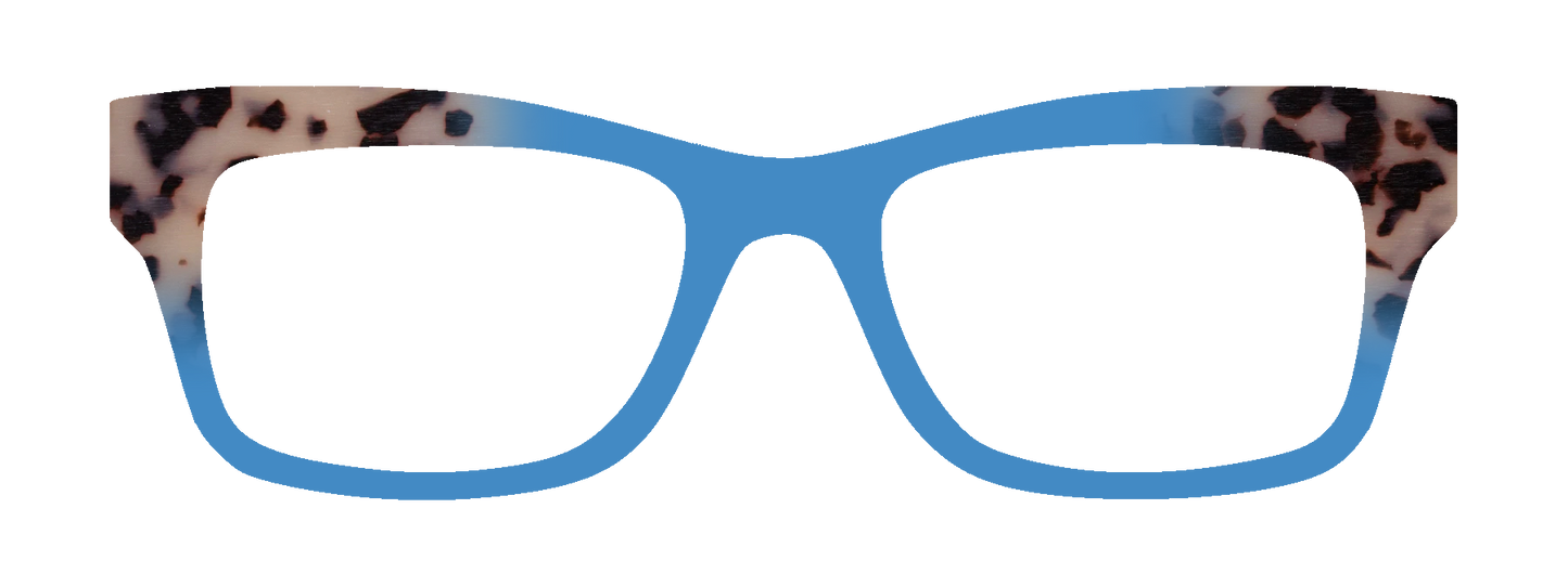 Blue toppers with tort print temple