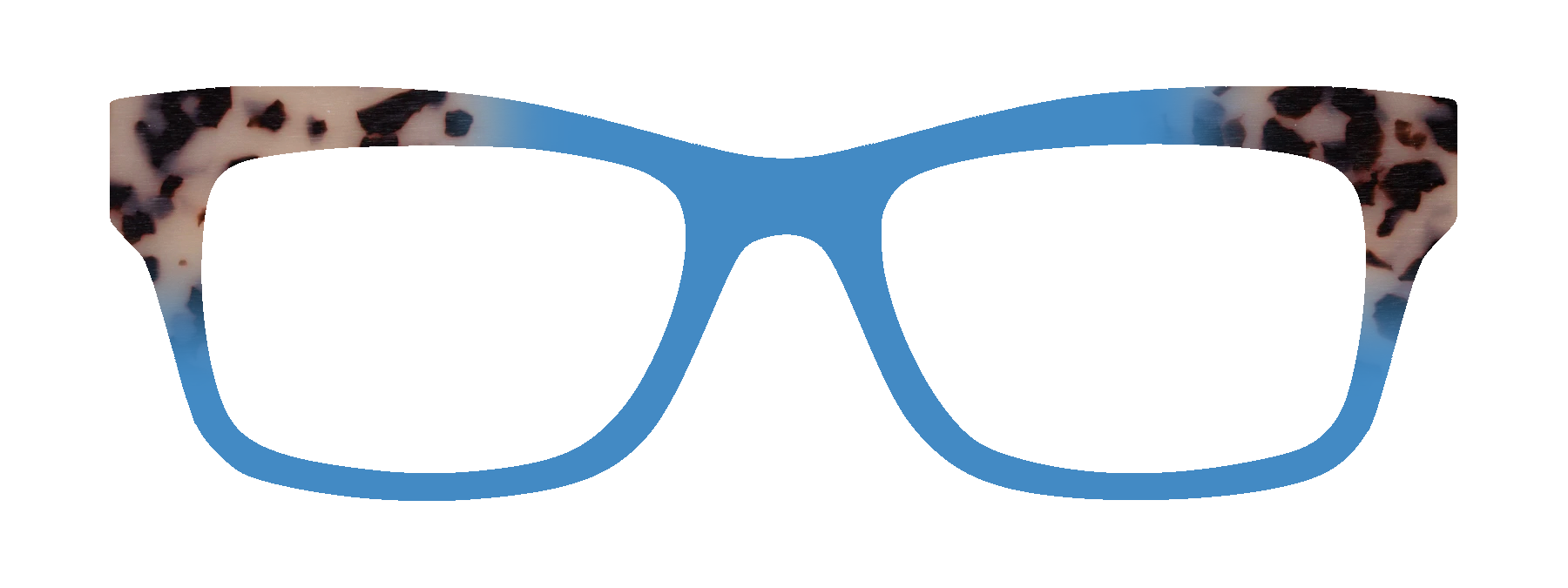 Blue toppers with tort print temple