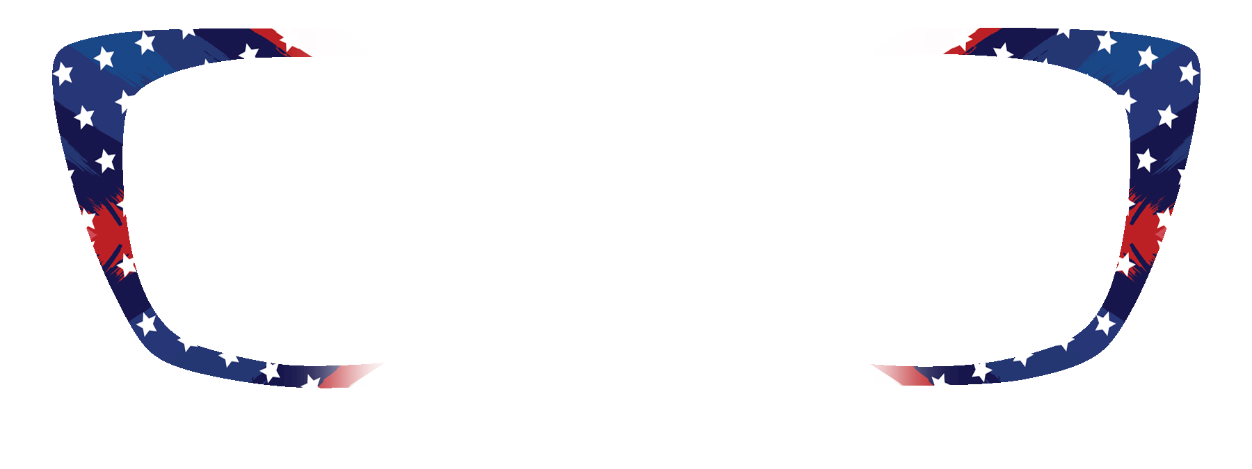 Glasses frame with American flag design on a white background